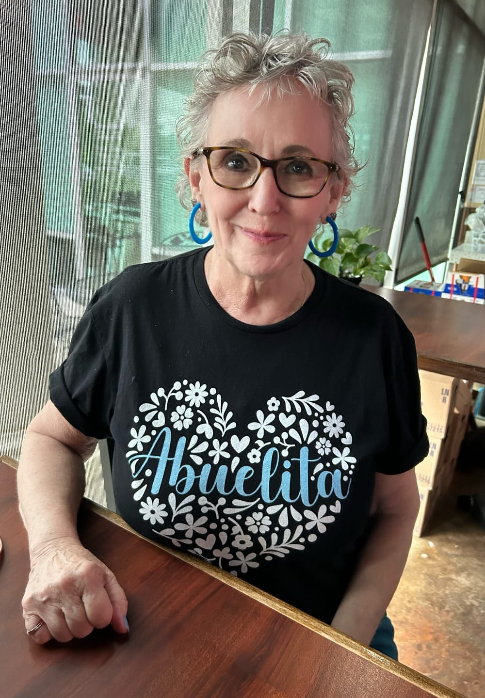 Customer photo review of Abuelita Heart Chingona T-Shirt