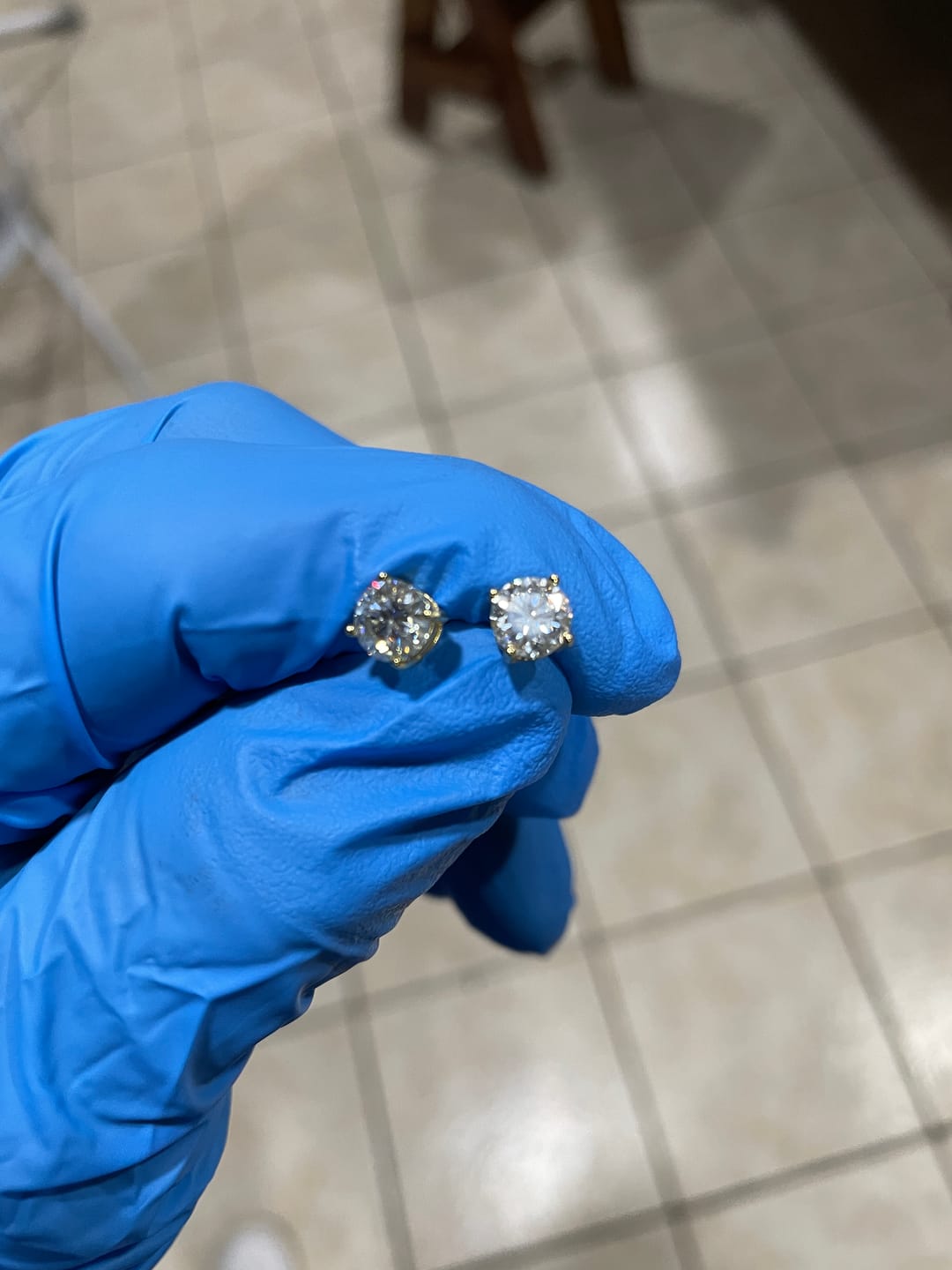 Customer photo review of 6MM Moissanite Earrings