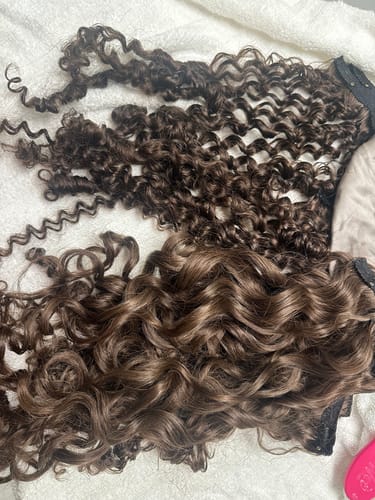 Customer photo review of Dark Ash Brown Ringlet Clip-In Hair Extensions