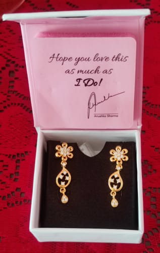 Customer photo review of Golden Glorious Flower Earrings