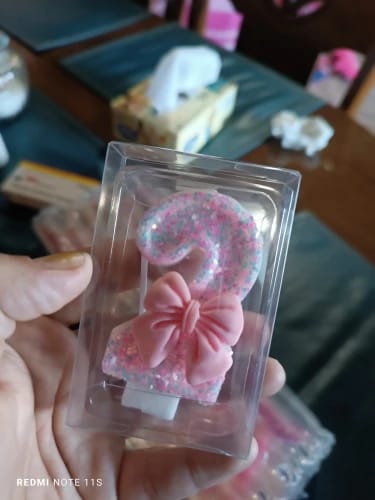 Customer photo review of Pink 3D Number Cake Decorating Candles