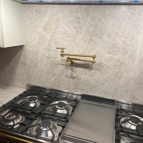 Customer photo review of Unlacquered Brass Pot Filler with Cross Handle