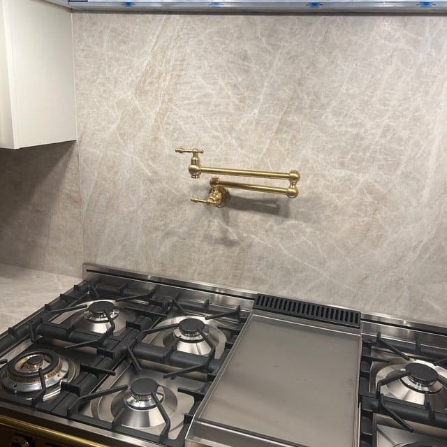 Customer photo review of Unlacquered Brass Pot Filler with Cross Handle