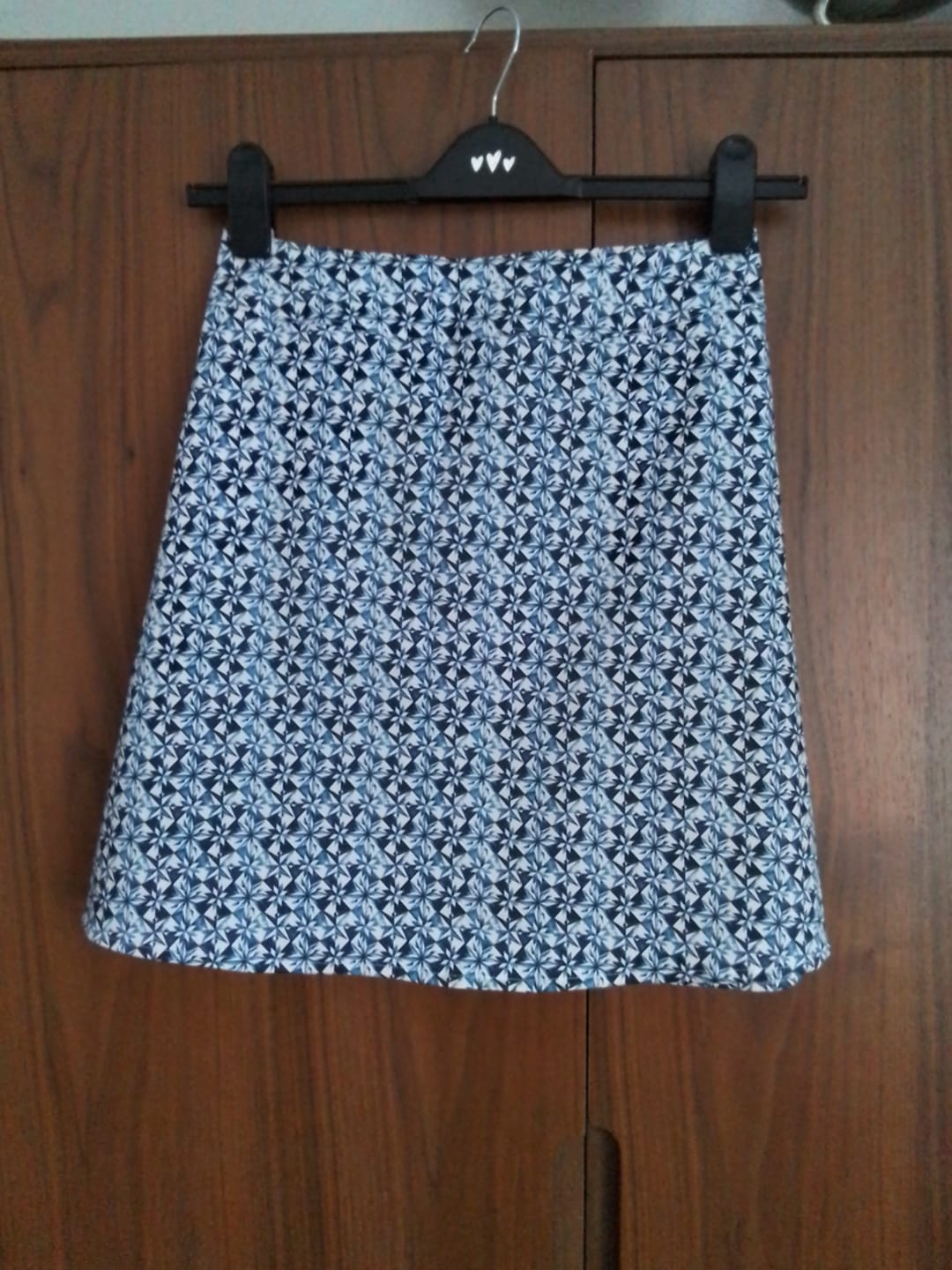 Customer photo review of Abstract Blue Tiles Cotton Sateen Fabric
