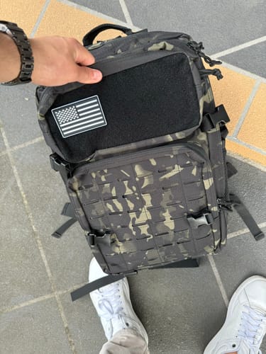 Customer photo review of Large 45L Dark Camo Tactical Gym Backpack