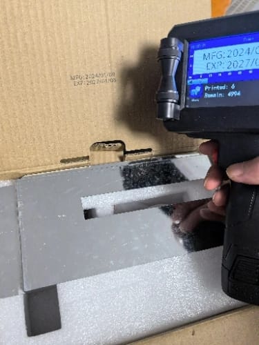 Customer photo review of The PrintPeak Handheld Inkjet Printer — for Multi-Surface Printing