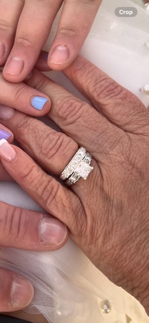Customer photo review of Princess Cut Moissanite Staircase Channel Set Engagement Ring