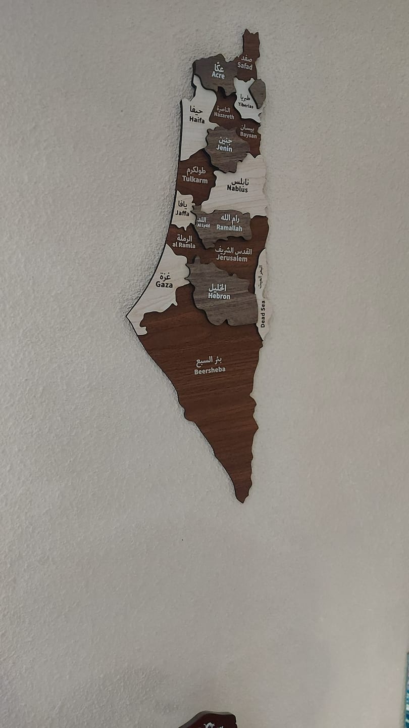 Customer photo review of Palestine Wooden Wall Map Islamic Wall Art Decor