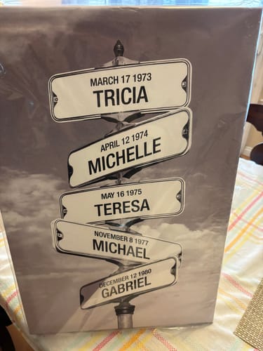 Customer photo review of Crossroad of Love | Custom Children Names Premium Canvas