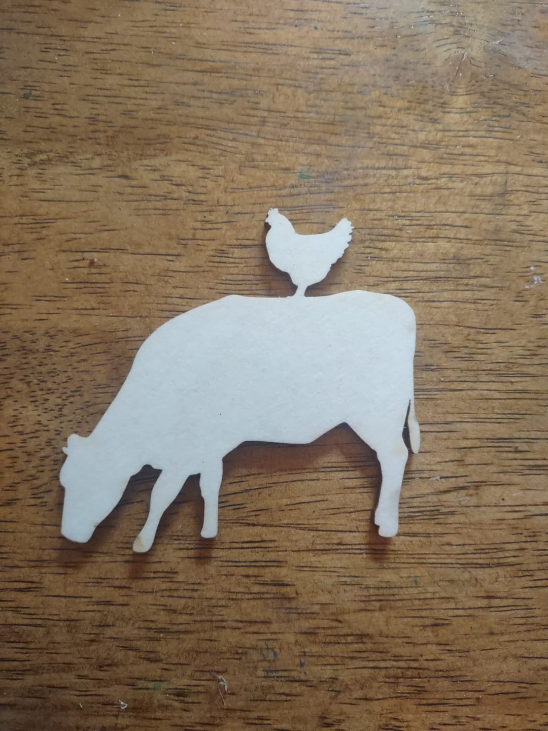 Customer photo review of Unfinished Wood Cow Chicken Shape - Craft - up to 36" DIY