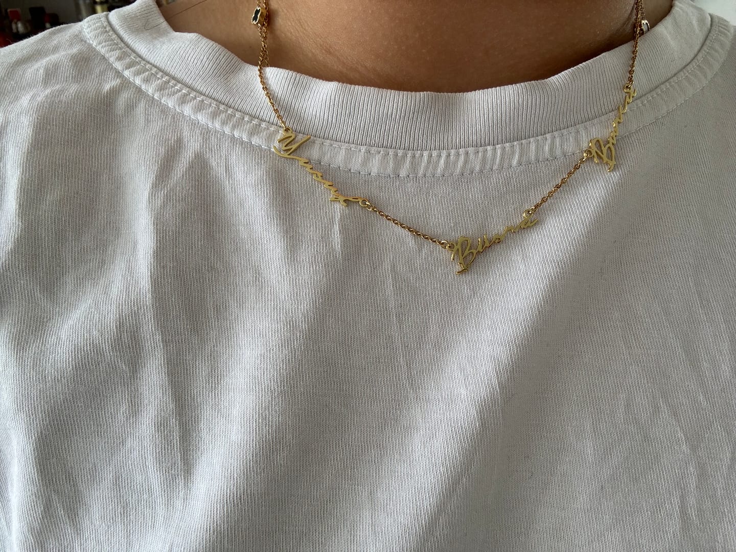Customer photo review of 3er Signatur Namenskette | 18K vergoldet