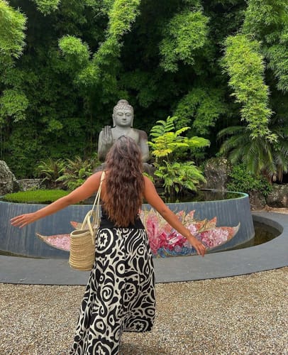 Customer photo review of Gina Contrast Color Unique Print Strapless Stretch Maxi Dress