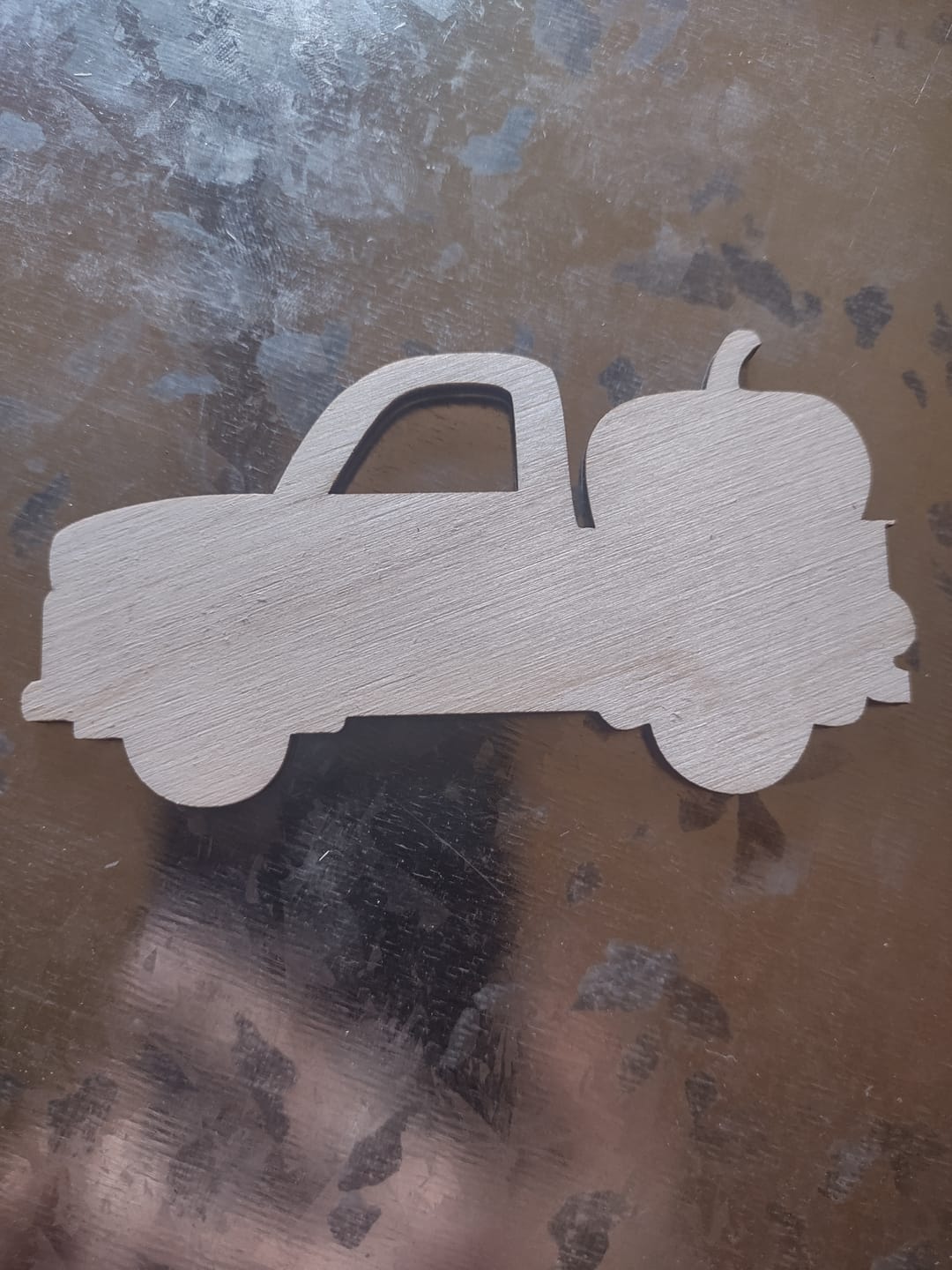 Customer photo review of Unfinished Wood Halloween Tree Car Truck Silhouette - Craft- up to 24" DIY