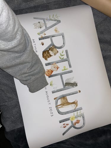 Customer photo review of Woodland Animal Name Print