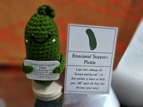 Customer photo review of Cute Funny The Emotional Support Pickle Doll Crochet