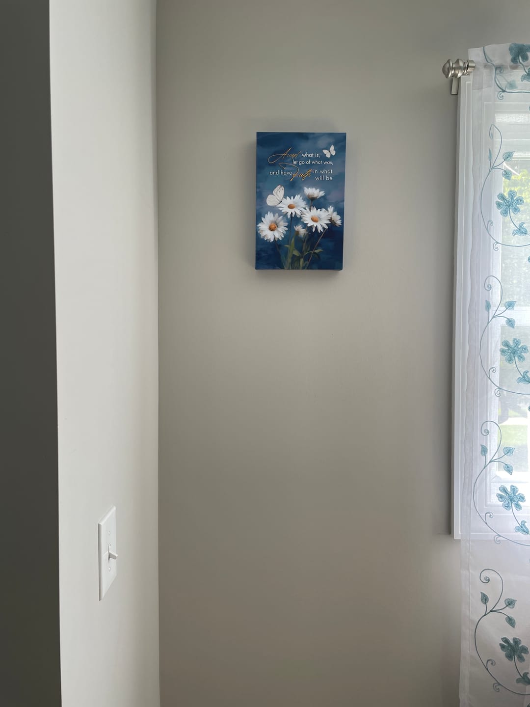 Customer photo review of Accept What is Let Go of What Was, Daisies and Butterflie, Christian Wall Art Canvas