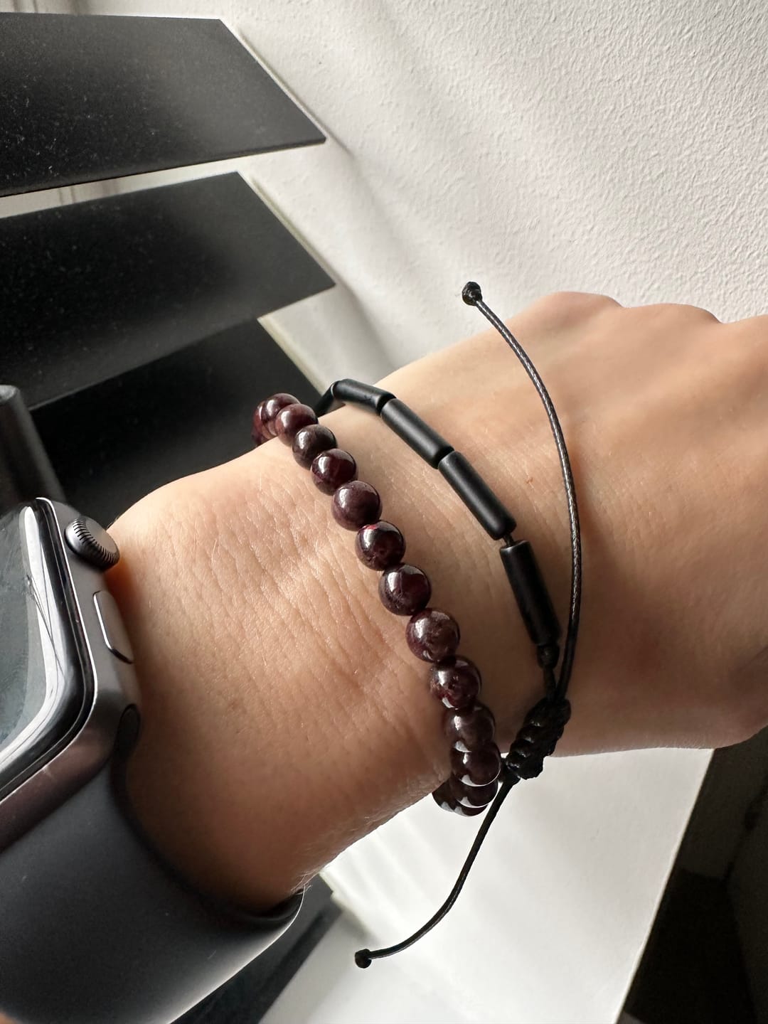 Customer photo review of Buddha Stones Natural Garnet Bead Passion Bracelet
