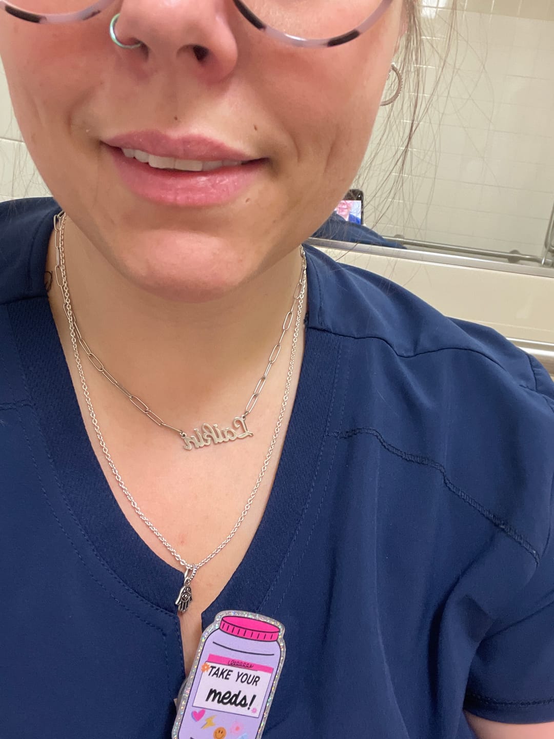 Customer photo review of Custom Name Necklace w/ Paper Clip Chain