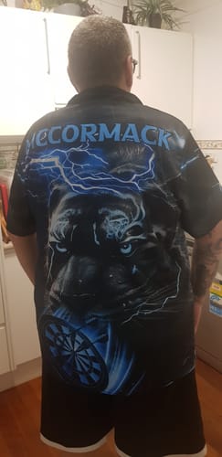 Customer photo review of Maxcorners Darts Tiger Lightning Jersey Multicolor Options Personalized Name, Team Name Unisex 3D Shirt