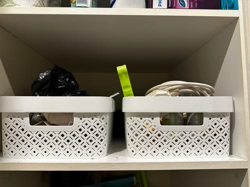 Customer photo review of Terrazzo Storage Basket - White