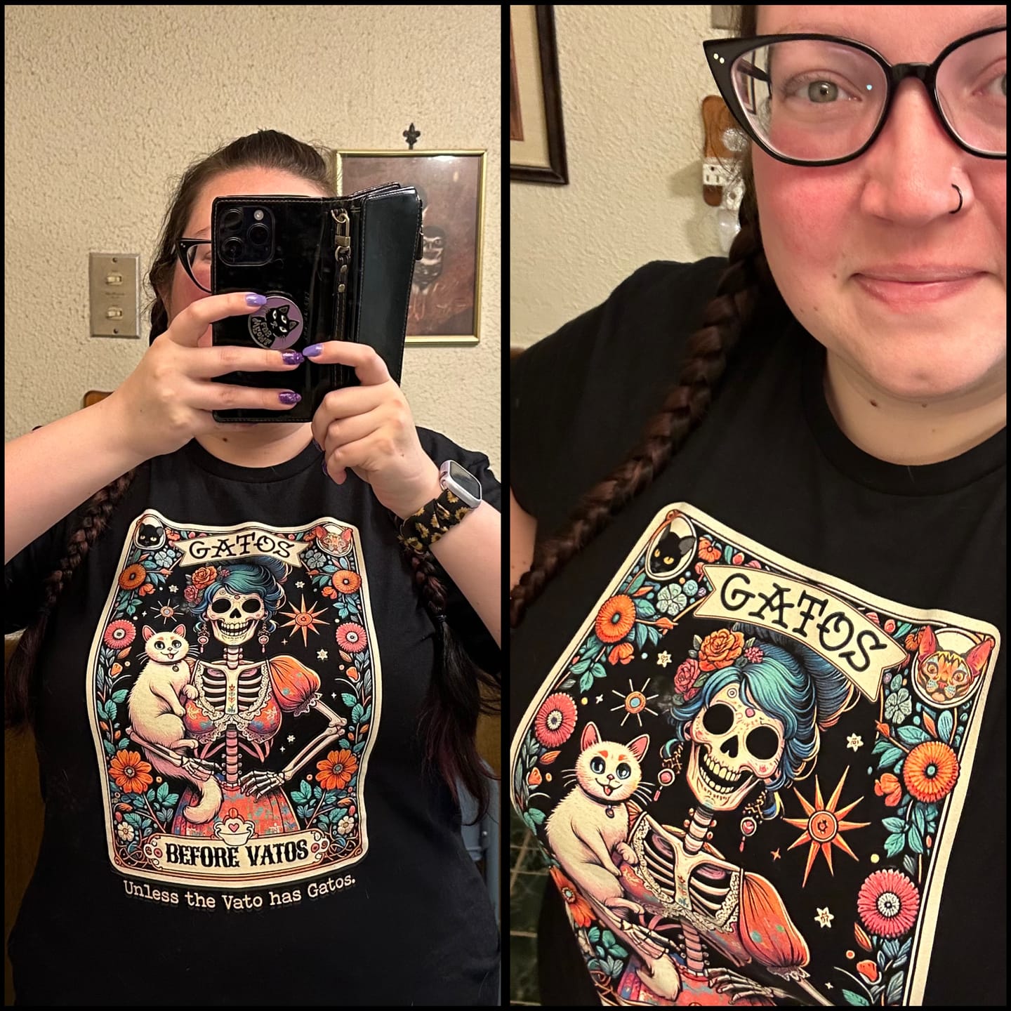Customer photo review of Gatos Before Vatos Loteria OG T-Shirt
