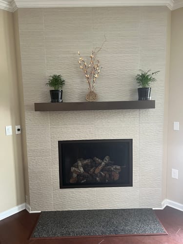 Customer photo review of Standard Sizes Non-Combustible Steel Mantel Shelves - 12 Finishes Available
