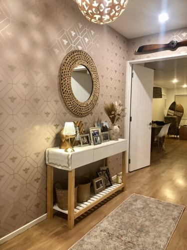 Customer photo review of Honeycomb Bee - Geometric Metallic Wallpaper - Blush