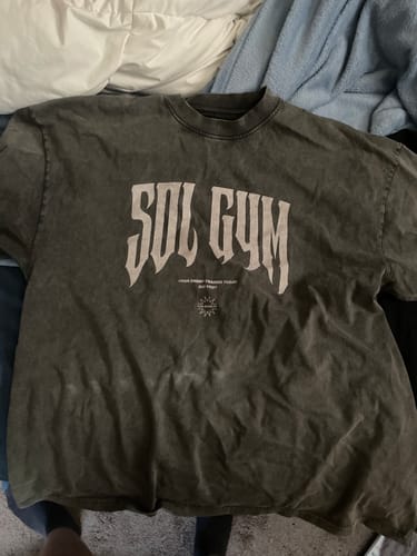 Customer photo review of Sol Gym Heavy Metal Oversized T-Shirt, Charcoal