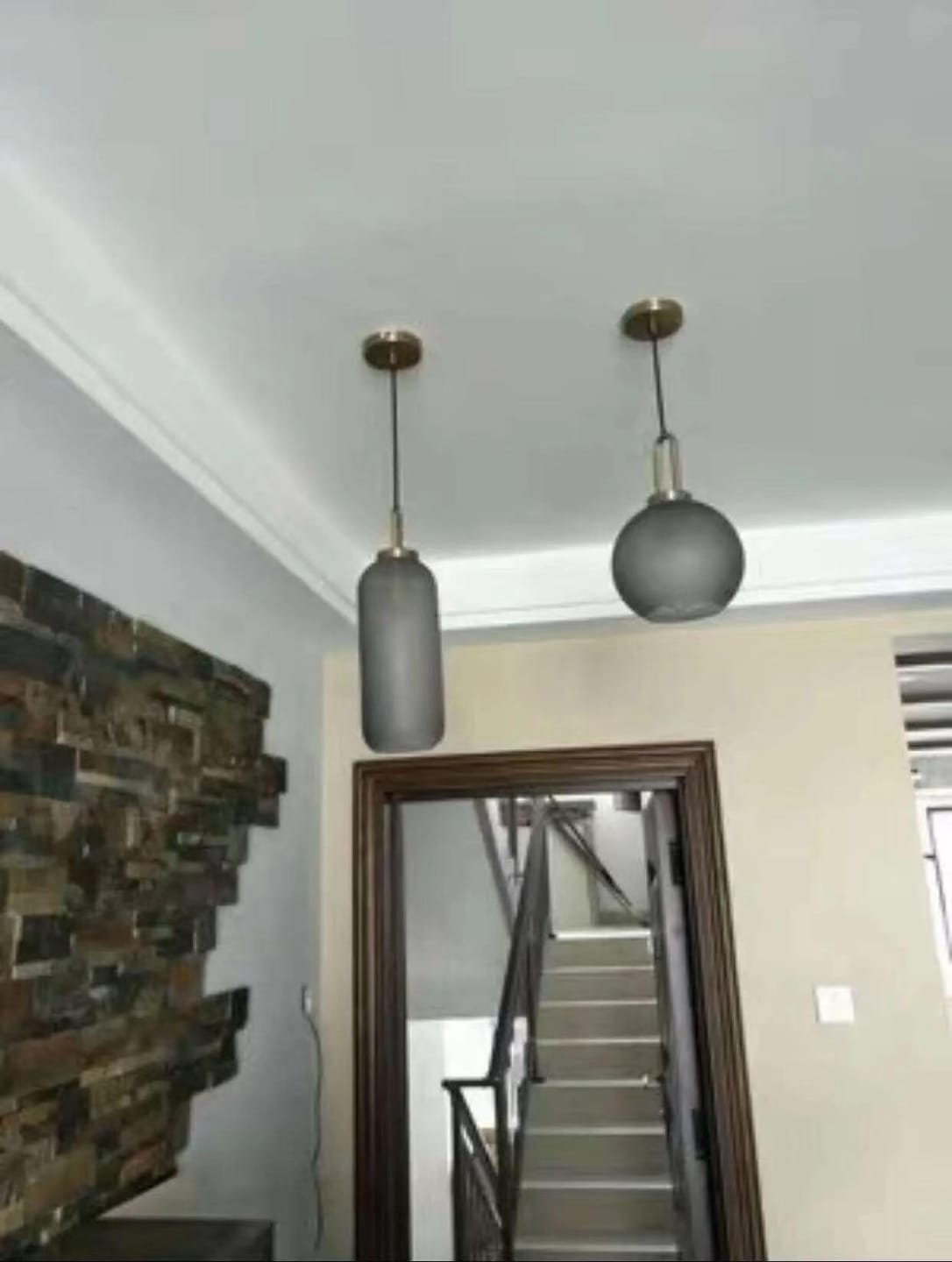 Customer photo review of Frosted Glass Swag Pendant Light