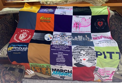 T-shirt quilt featuring university of pittsburgh by J from PA