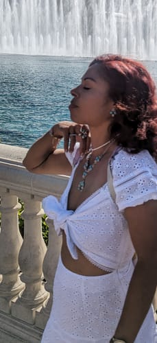 Customer photo review of Handmade Sterling Silver, Turquoise & Pink Conch Necklace Set