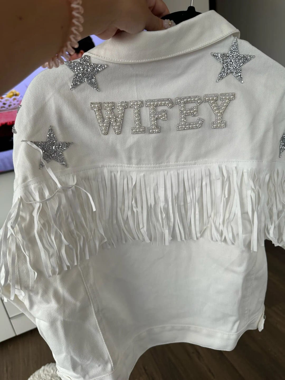 Customer photo review of CROPPED FRINGE JACKET (CUSTOMISABLE) - NEW! 🔥🔥🔥