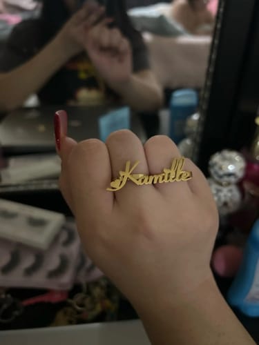 Customer photo review of Double Finger Name Rings