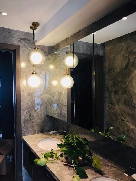 Customer photo review of Frosted Glass Swag Pendant Light