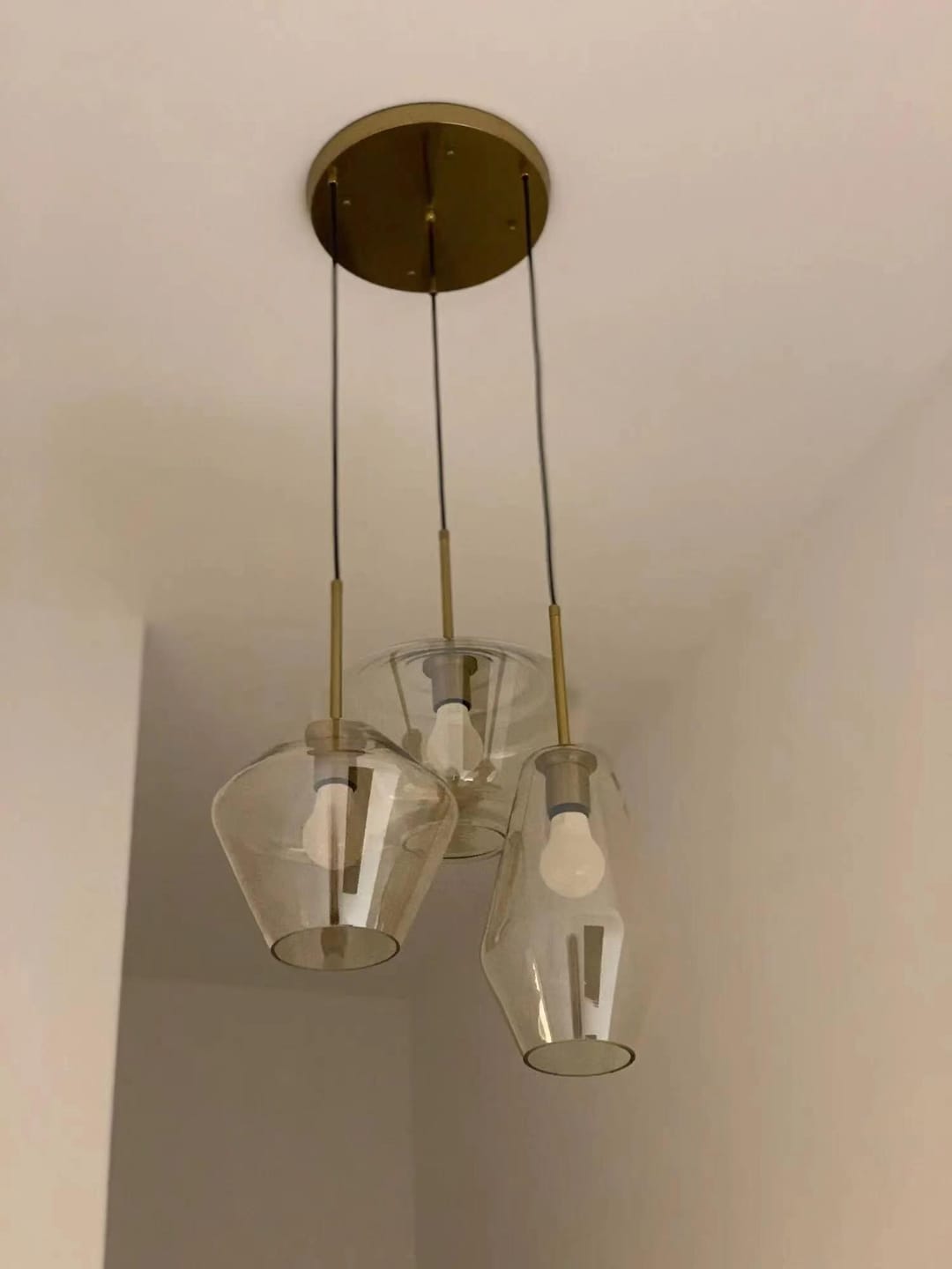 Customer photo review of Modern Minimalist Amber Glass Pendant Light