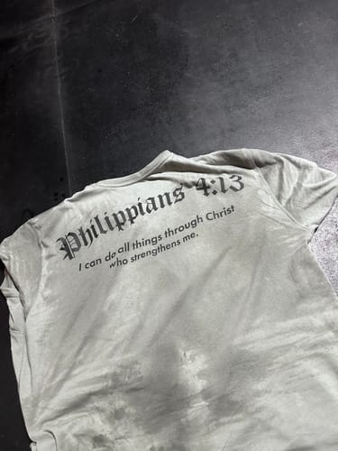 Customer photo review of Philippians 4:13 Oversized Tee