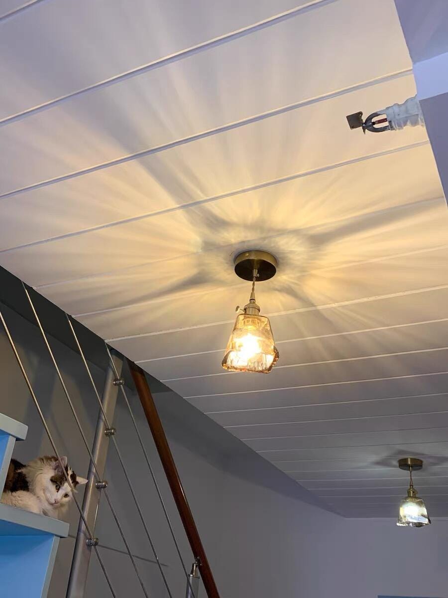 Customer photo review of Classic Starfire Glass Table Pendant Light