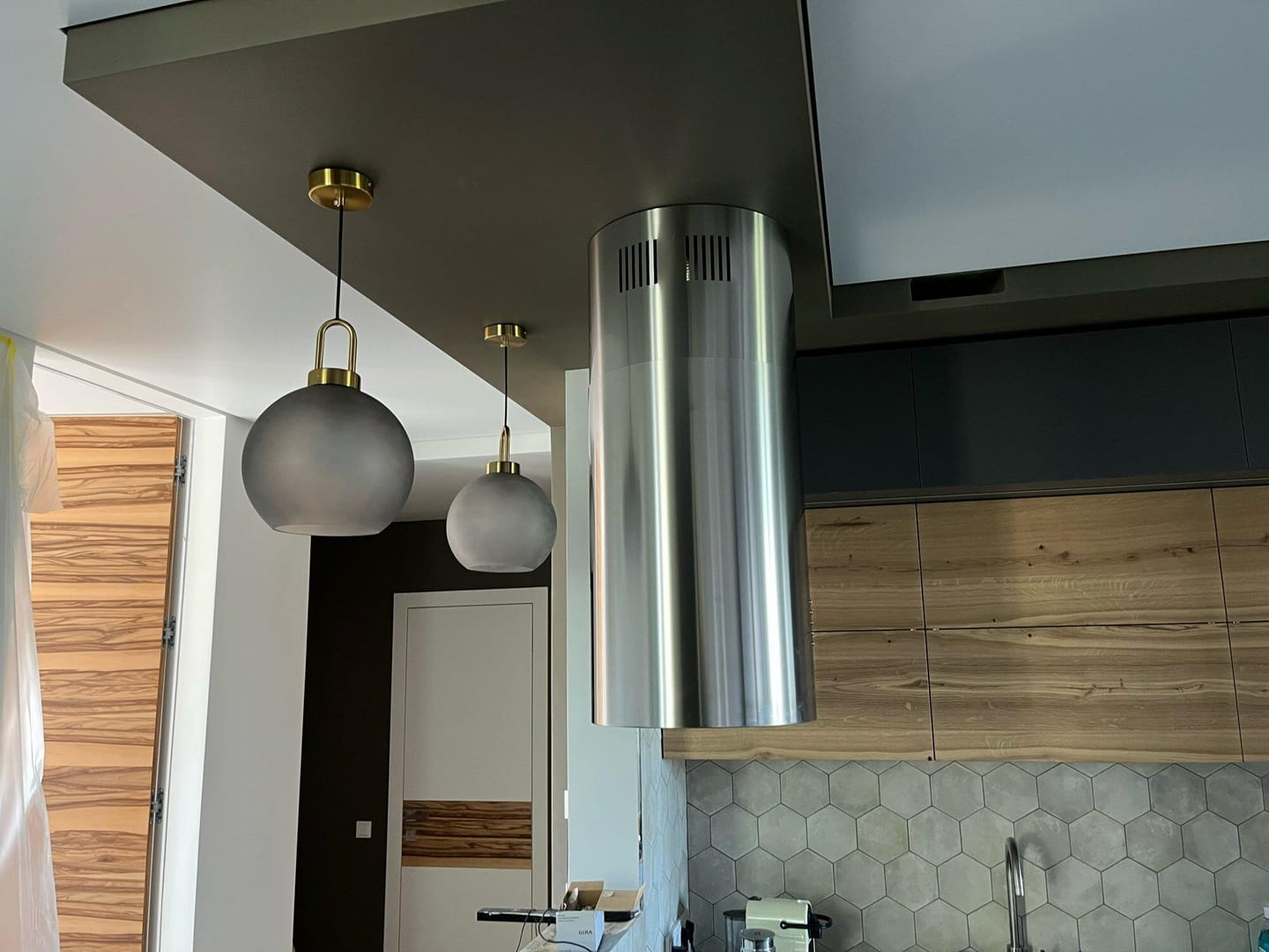 Customer photo review of Frosted Glass Swag Pendant Light