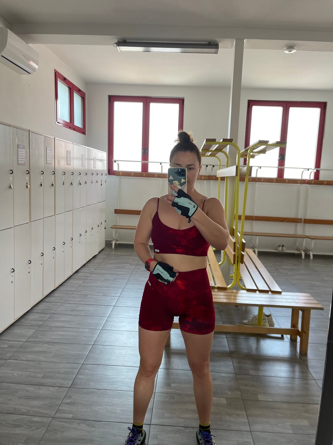 Customer photo review of Shorts Maltinto Rosso Inferno