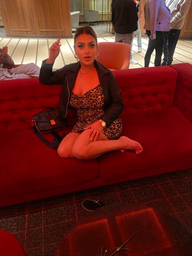 Customer photo review of Lexi Brown Leopard Print Cowl Neck Dress