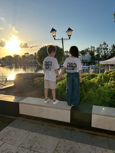 Customer photo review of Feral Cousin Crew Front & Back Graphic Tee