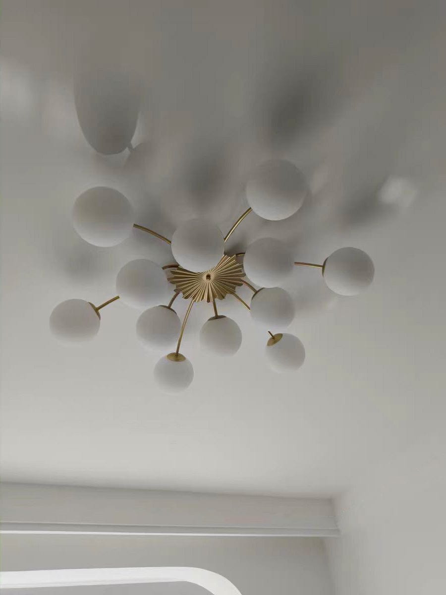 Customer photo review of Modern 12-Light Opal Glass Globe Semi-Flush Mount