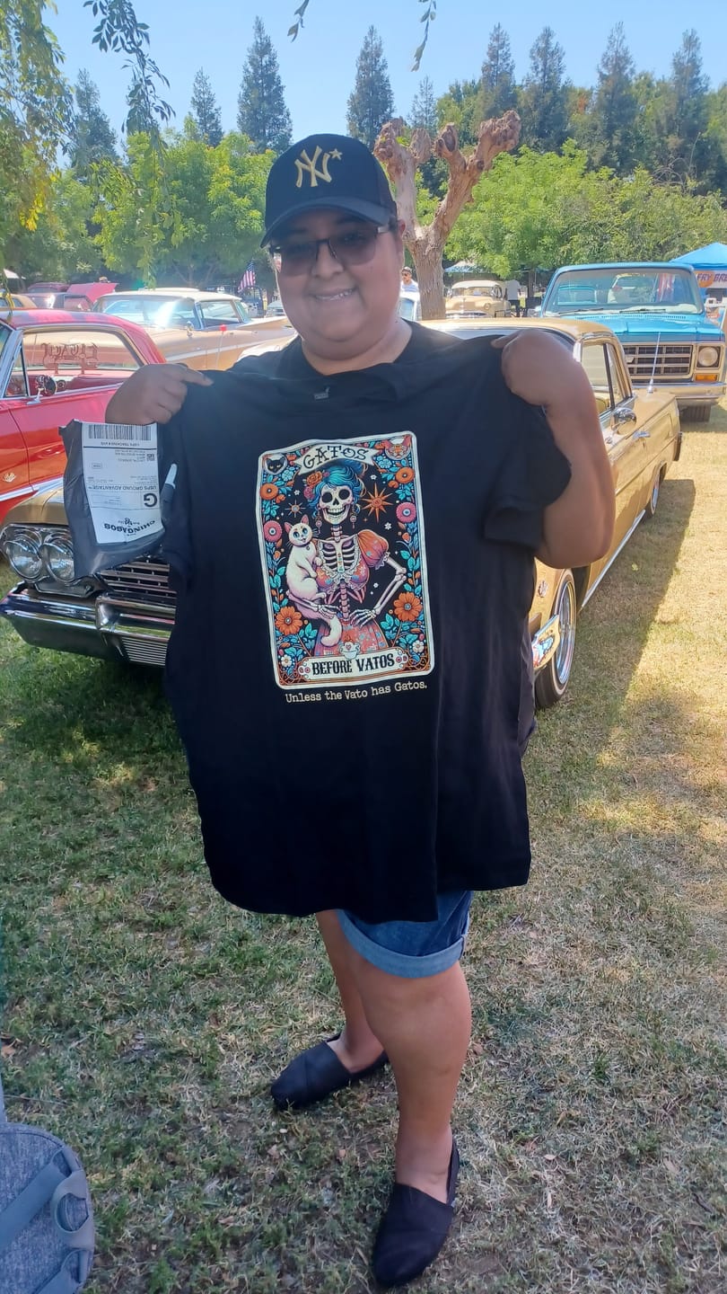 Customer photo review of Gatos Before Vatos Loteria OG T-Shirt