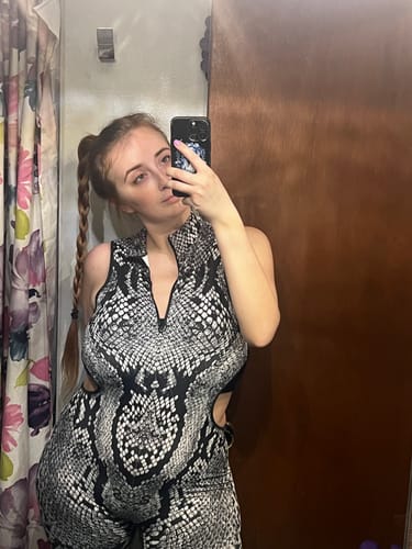 Customer photo review of Grey Snakeskin Cut Out Catsuit