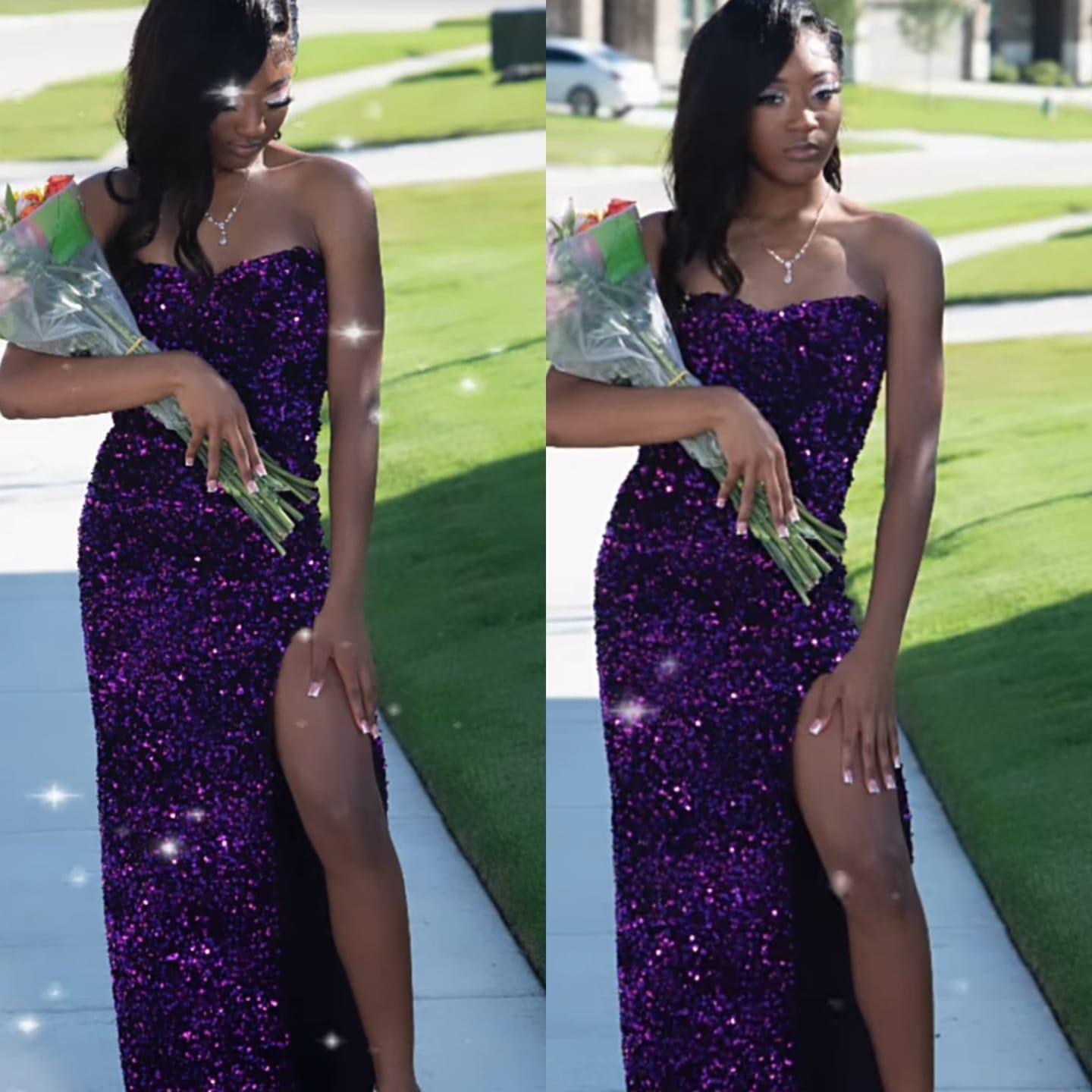 Customer photo review of Purple Sequin on Velvet