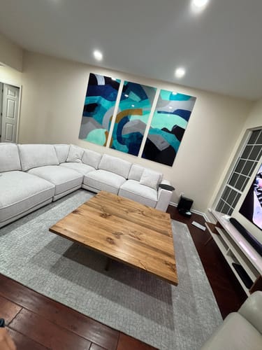 Customer photo review of Rustic Cross Base Coffee Table