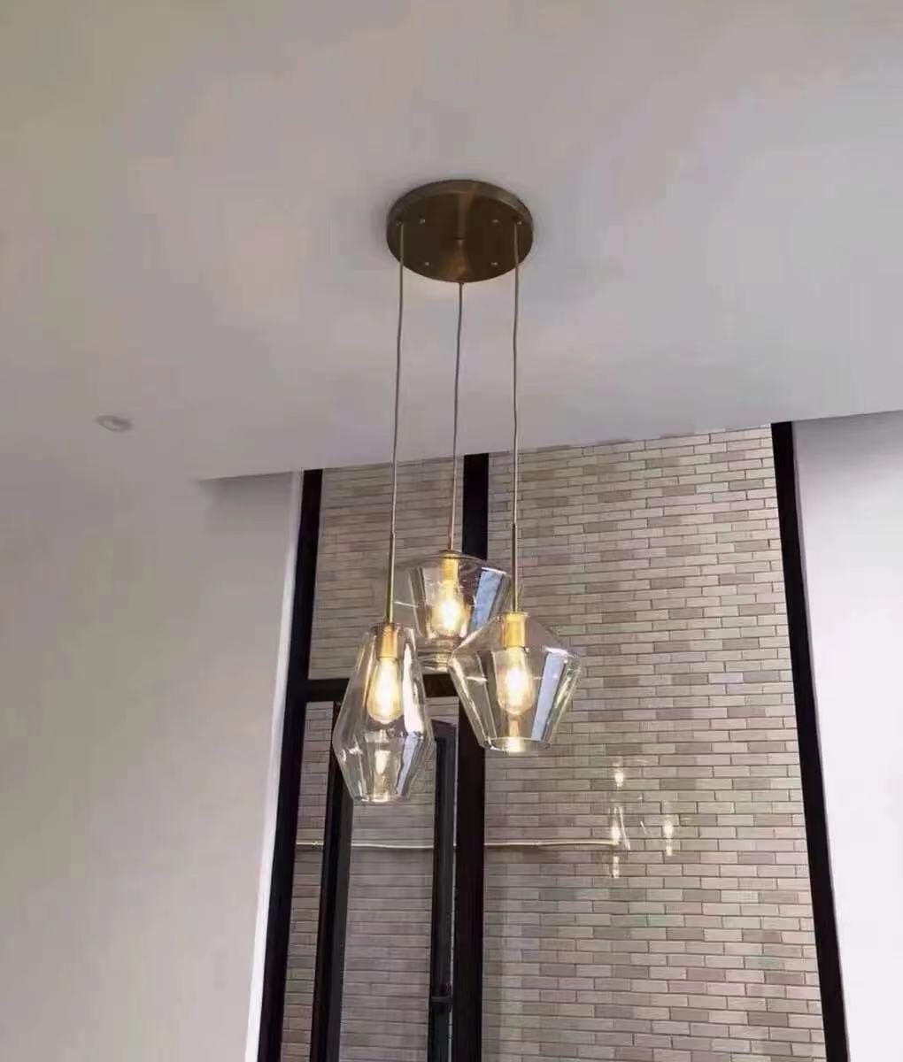 Customer photo review of Modern Minimalist Amber Glass Pendant Light