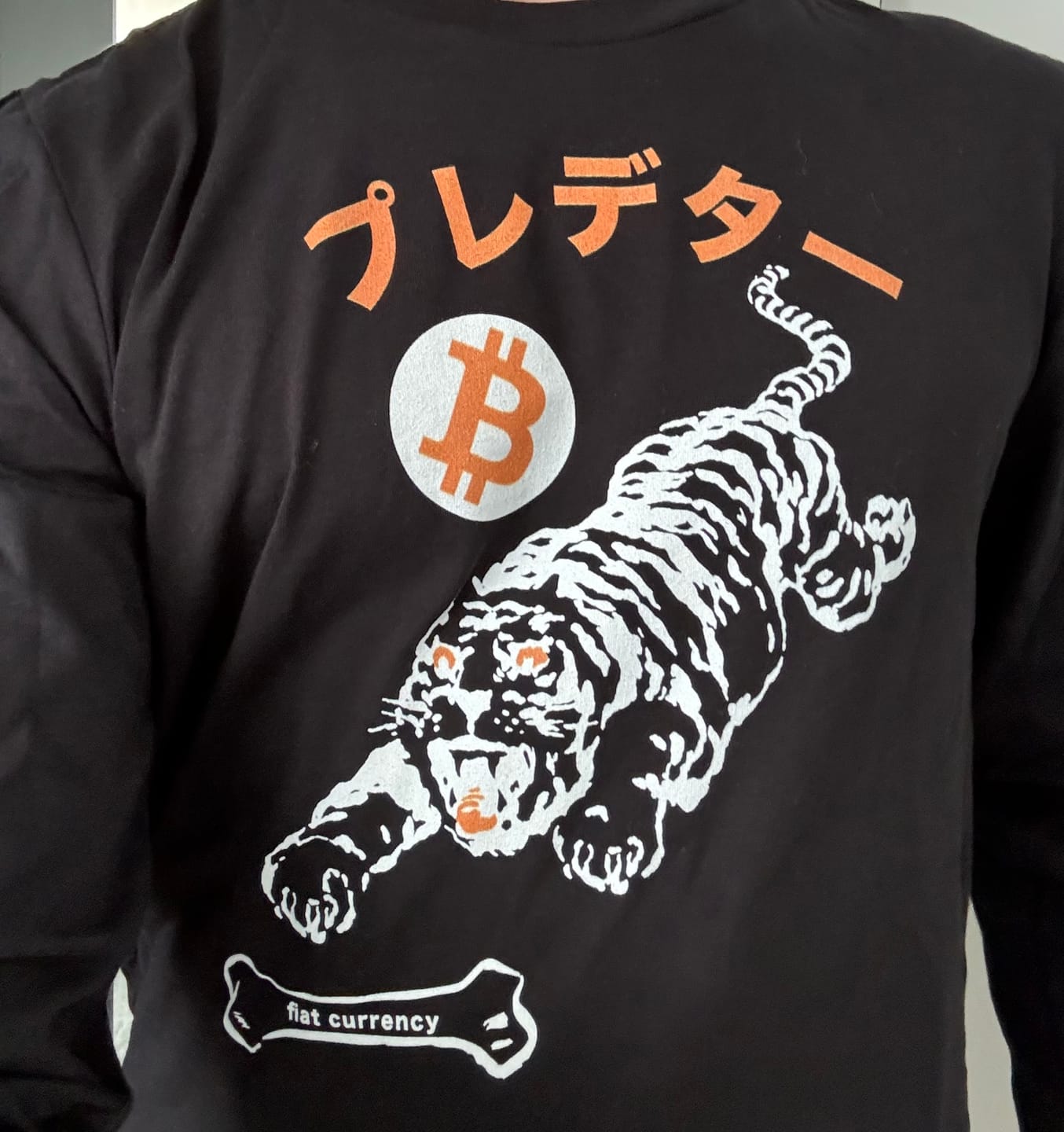 Customer photo review of Kanji Bitcoin Apex Predator Long Sleeve Shirt
