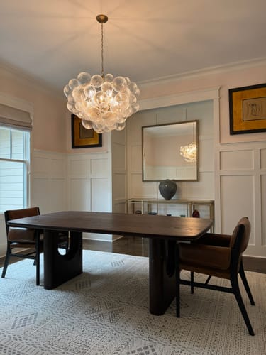 Customer photo review of Brass Cluster Ribbed Glass Globe Bubble Chandelier