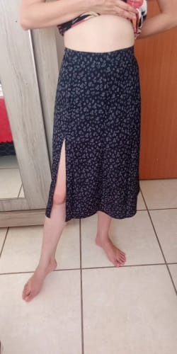 Customer photo review of Summer Skirt, Floral, Split, Midi Skirt, High Waisted Skirt